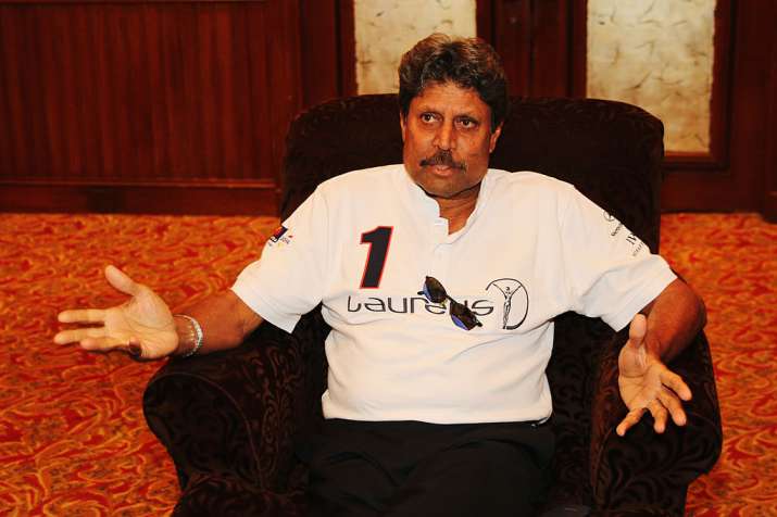 Kapil Dev speaks during a press interview