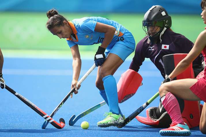 Preeti Dubey of India controls the ball