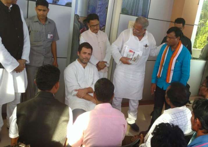 Rahul Gandhi meets party workers during his visit to Bastar