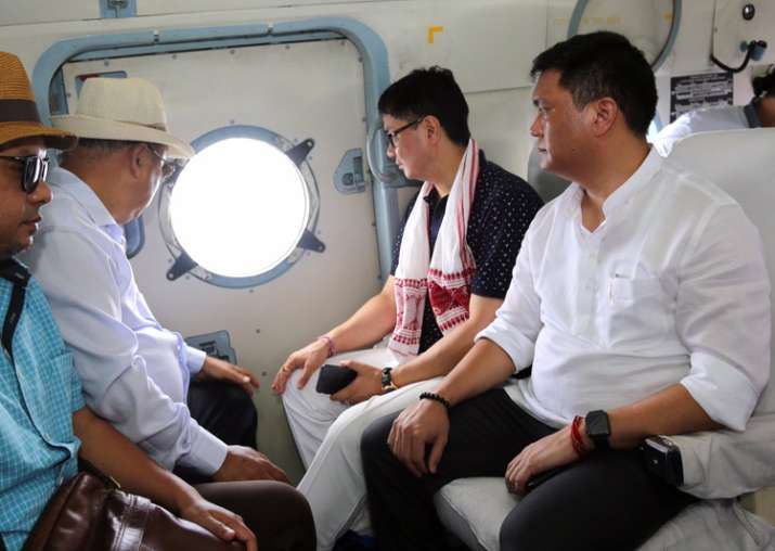 Kiren Rijiju, Pema Khandu undertake aerial survey of