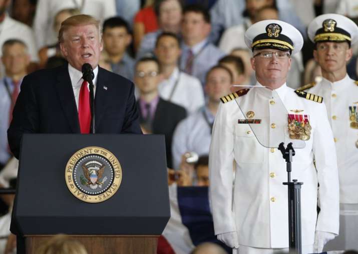 Trump puts the USS Gerald Ford into commission at Naval
