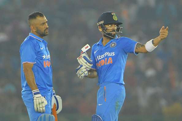 Virat Kohli and Mahendra Singh Dhoni of India during the