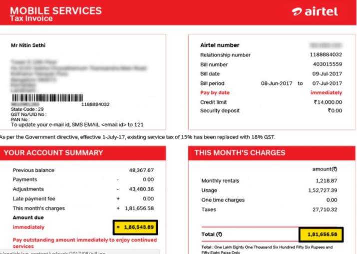 airtel postpaid payment statement sample pdf