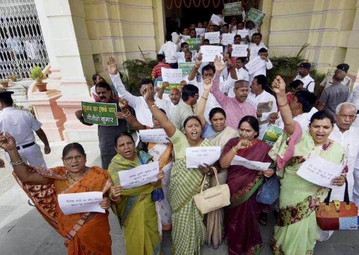 File pic - RJD and Congress legislators stage a