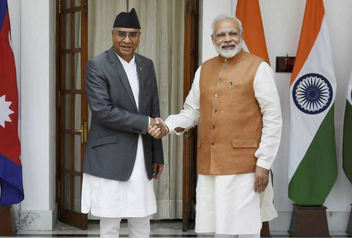 Nepalese PM Sher Bahadur Deuba with PM Narendra Modi