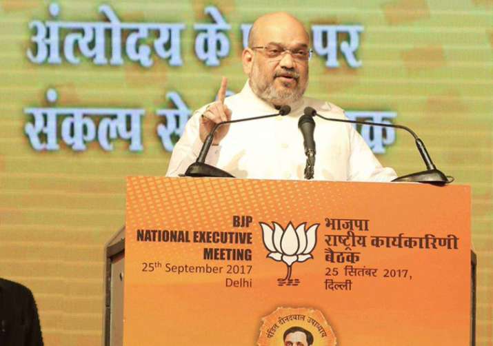 Amit Shah apeaking at BJP's ongoing National Executive