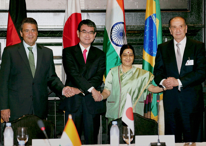 Foreign Ministers of G4 countries during a meeting in New