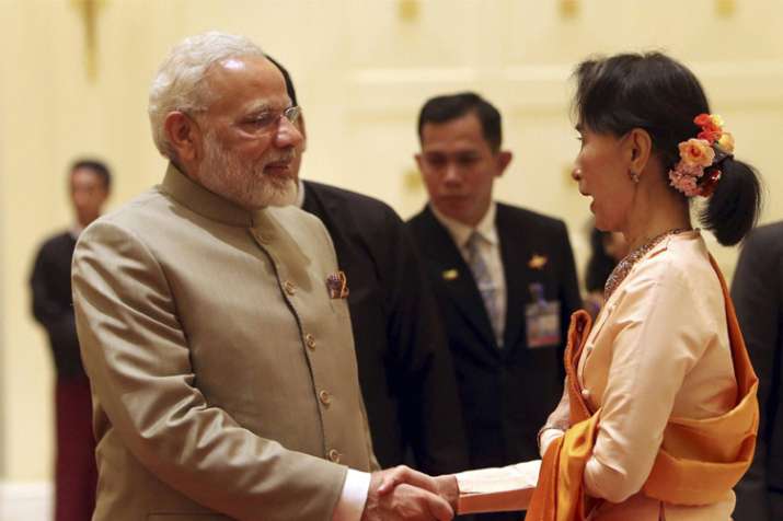 PM Narendra Modi meets Myanmar's State Counsellor Aung San