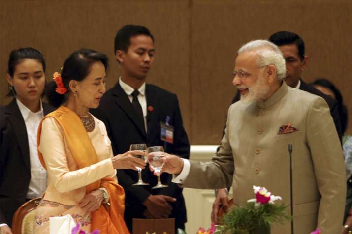 PM Narendra Modi meets Myanmar's State Counsellor Aung San