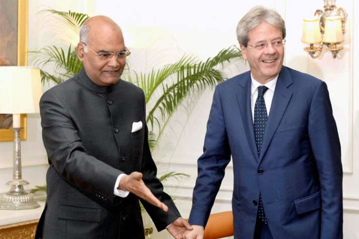 President Ram Nath Kovind and Italian Prime Minister Paolo