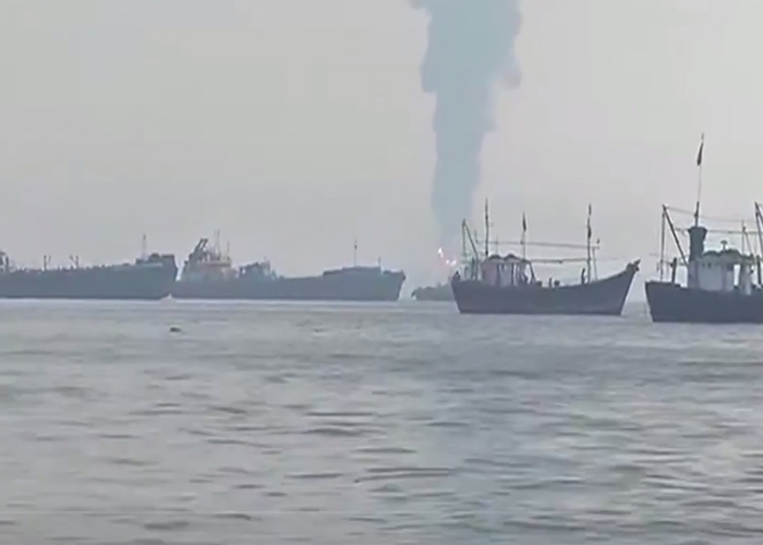 The fire broke out on the tiny Butcher Island, which serves