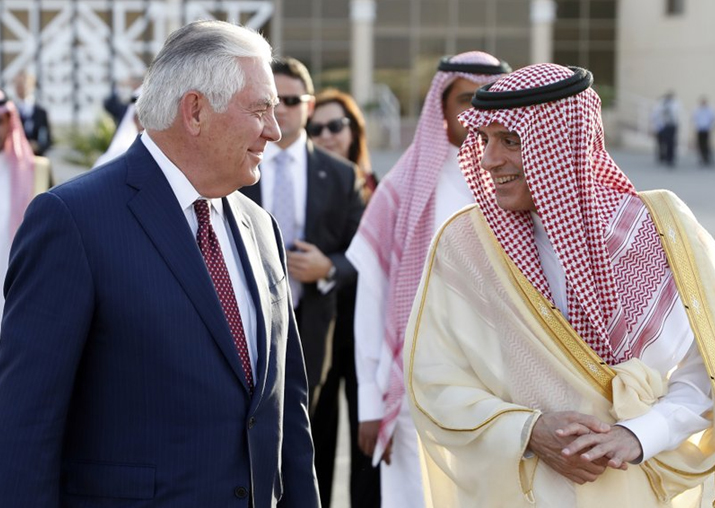 Secretary of State Rex Tillerson speaks with Saudi Foreign