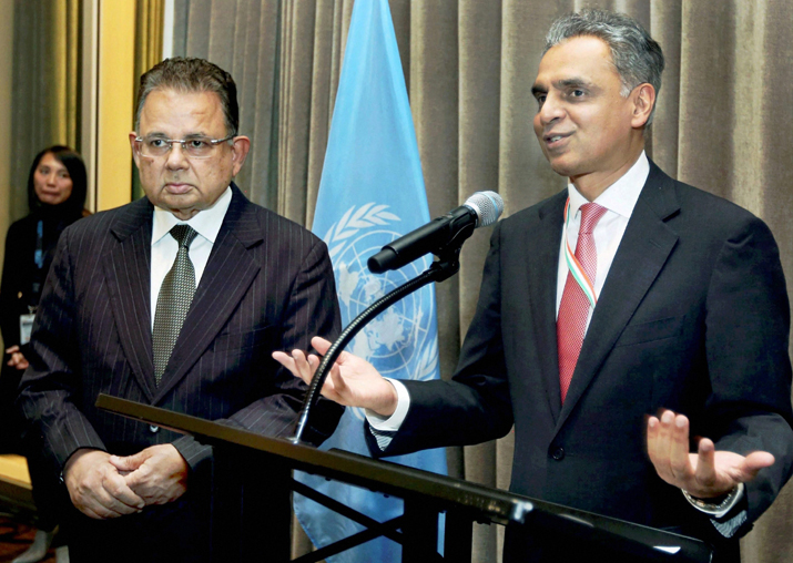 Syed Akbaruddin speaks during a reception in the honour of