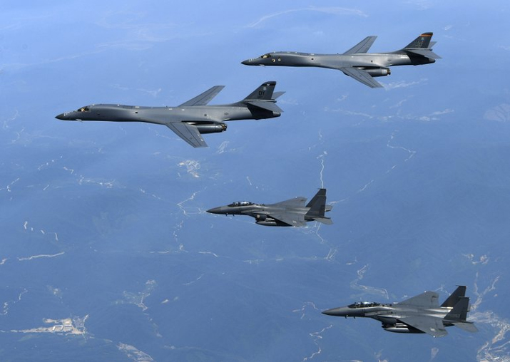 File - US Air Force B-1B bombers and South Korean fighter