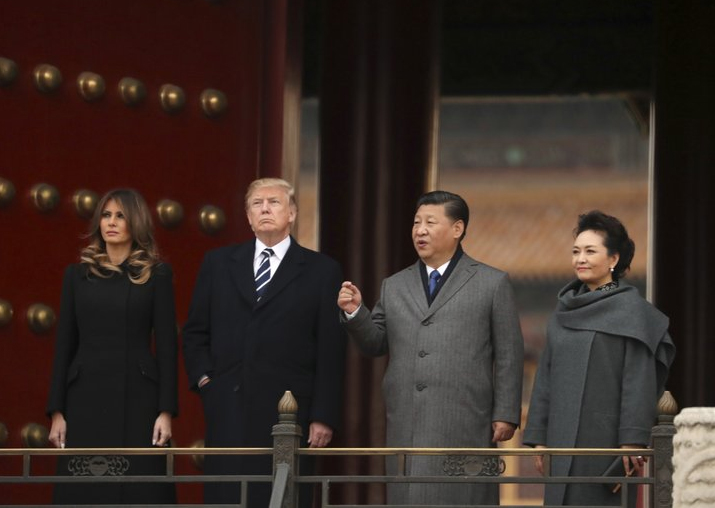 Donald Trump, first lady Melania Trump, Xi Jinping and his