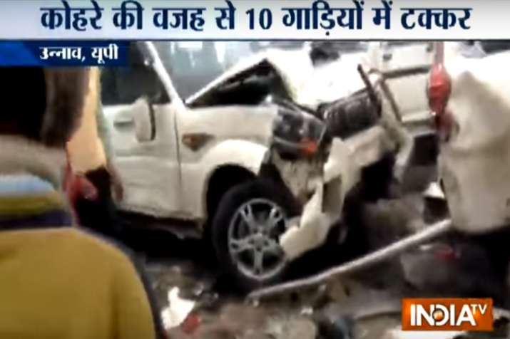 Watch: Car pile-up on Lucknow-Agra expressway due to dense