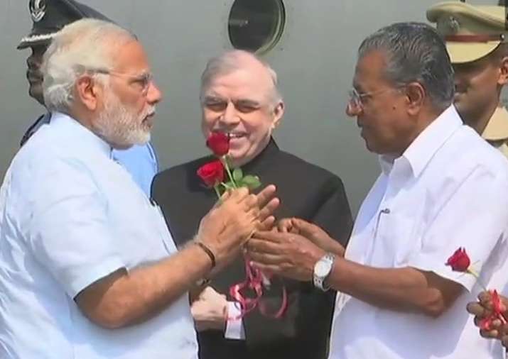 PM Modi received by Kerala CM Vijayan in Trivandrum on