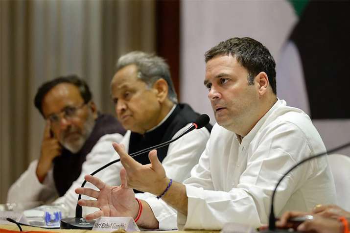 Congress President-elect Rahul Gandhi at a press conference