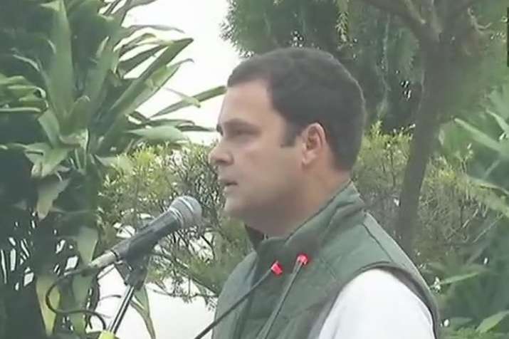 Rahul Gandhi addressing the party members at the 133rd