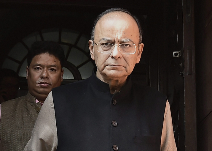 Finance Minister Arun Jaitley at Parliament House on the