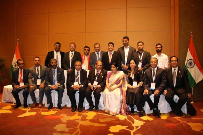 EAM Sushma Swaraj interacting with delegations of India
