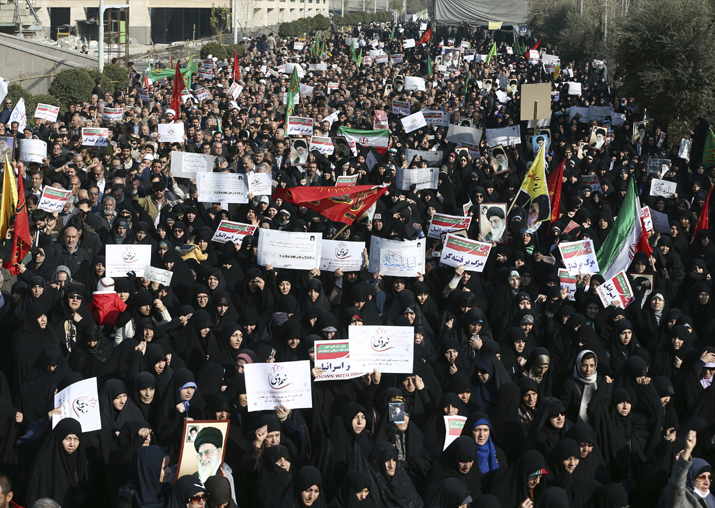 File pic - Iranian protesters chant slogans at a rally in