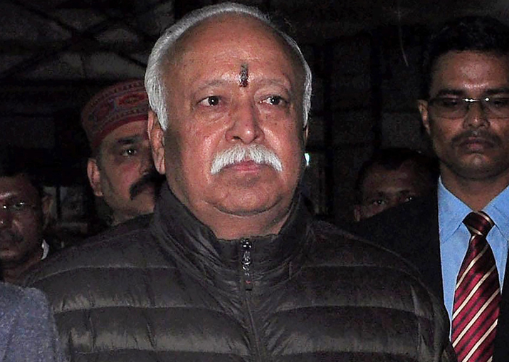 RSS chief Mohan Bhagwat arrives at Guwahati airport ahead