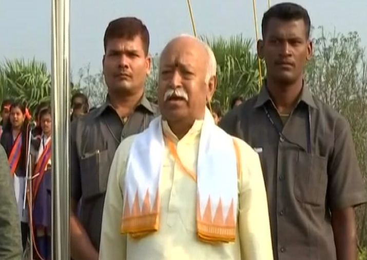RSS chief Mohan Bhagwat unfurls national flag at school in
