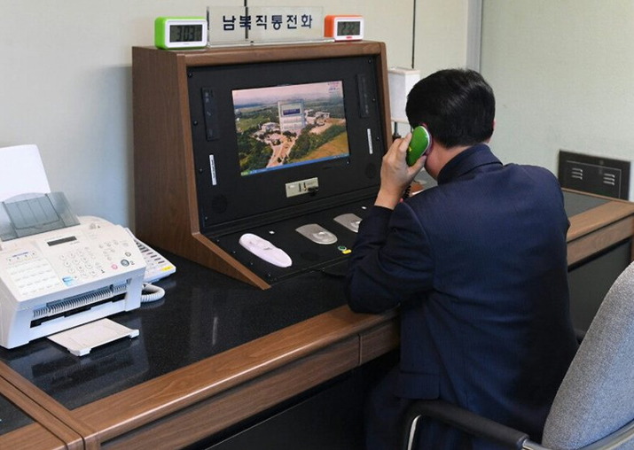 A South Korean government official checks the direct