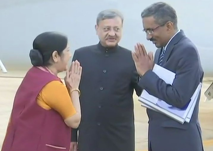 Sushma Swaraj arrives in Thailand on first leg of three