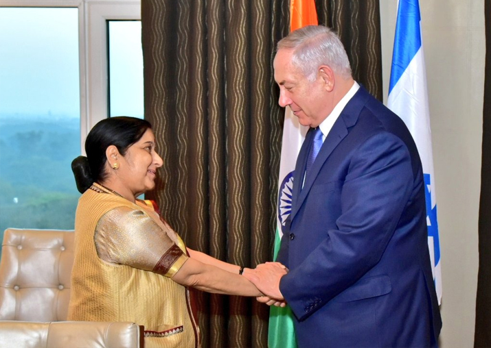 Sushma Swaraj, Benjamin Netanyahu discuss ways to
