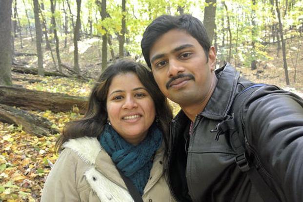 An undated photo of Srinivas Kuchibhotla (right) with his