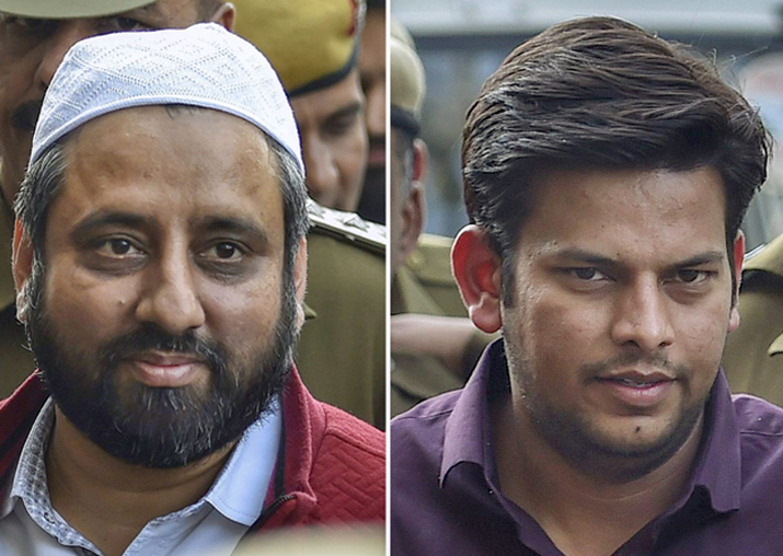 This combination of photos show AAP MLAs Amanatullah Khan