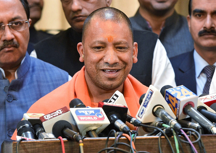UP CM Yogi Adityanath addresses the media at Central Hall