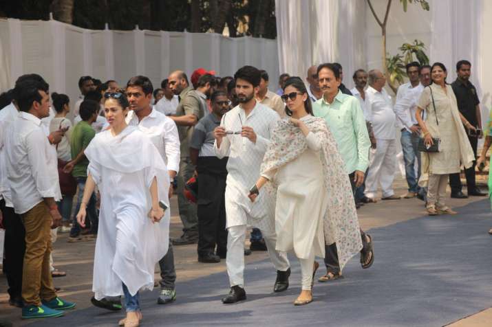 India Tv - Shahid Kapoor and Mira Rajput at Sridevi's funeral