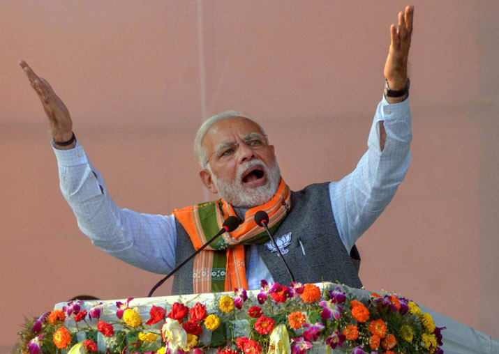 Prime Minister Narendra Modi addresses an election campaign