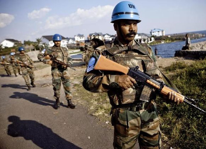 Indian soldiers from the UN Peacekeeping mission in DR