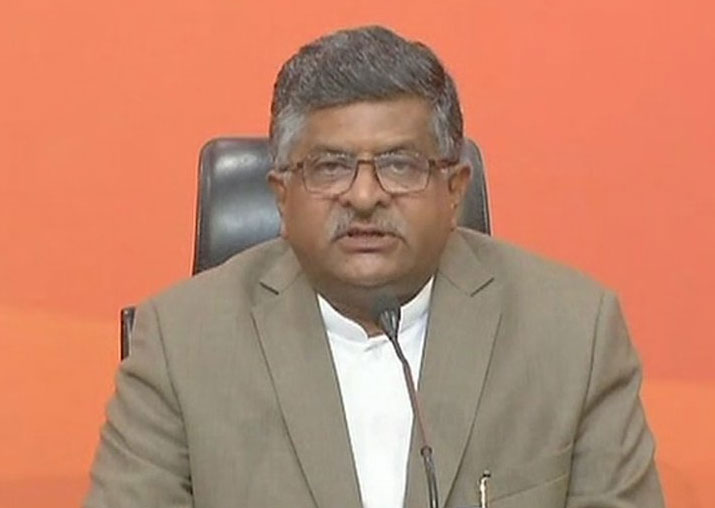 Ravi Shankar Prasad addresses media in New Delhi