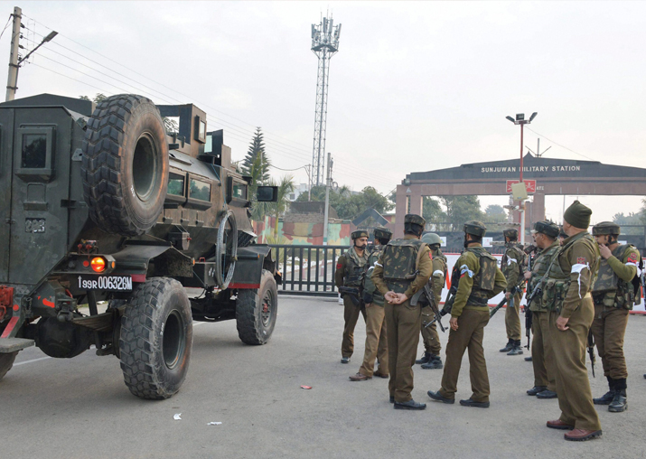 Security personnel stand guard outside the Sunjuwan Army