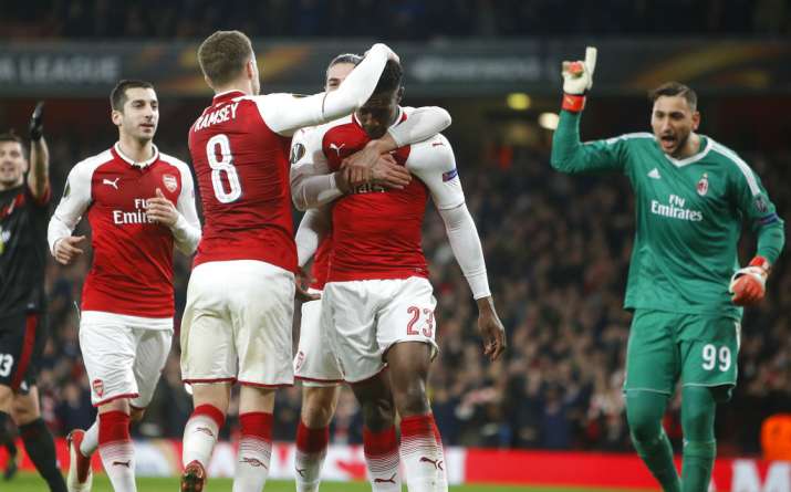 India Tv - Arsenal defeated AC Milan 5-1 on aggregate to enter the quarters