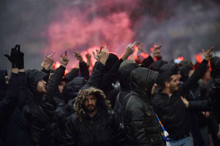 India Tv - Fans protest outside the stadium after the Marseille Bilbao clash