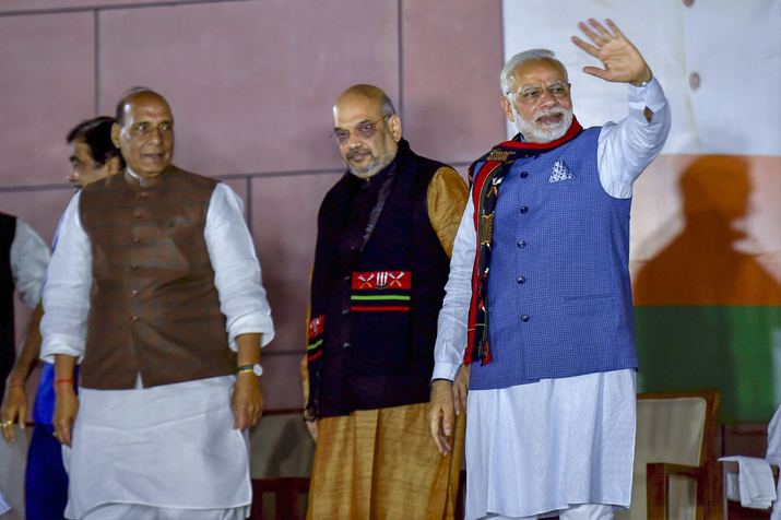 India Tv - Prime Minister Narendra Modi with Party leaders during a meeting after their victory in North-East Assembly election at party headquarters in New Delhi on Saturday.