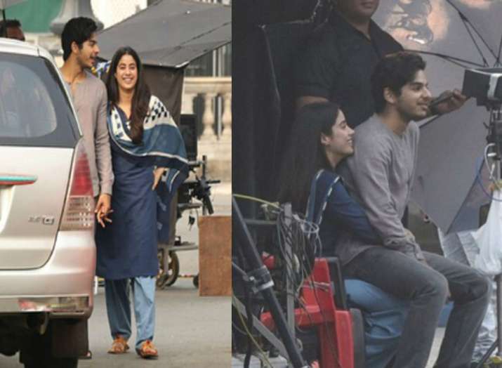 India Tv - Janhvi Kapoor and Ishaan Khatter on the sets of Dhadak