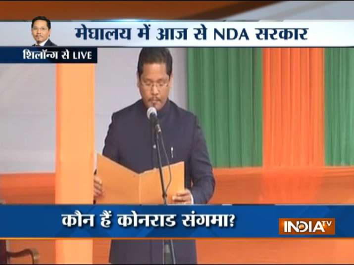 NPP chief Conrad Sangma takes oath as Meghalaya CM.