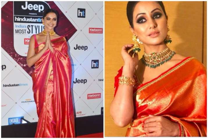 Hina Khan Pulls Off Deepika Padukones Kanjeevaram Saree Look With Panache See Pics Fashion