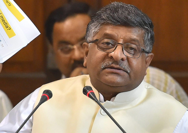 Ravi Shankar Prasad addressing a press conference at