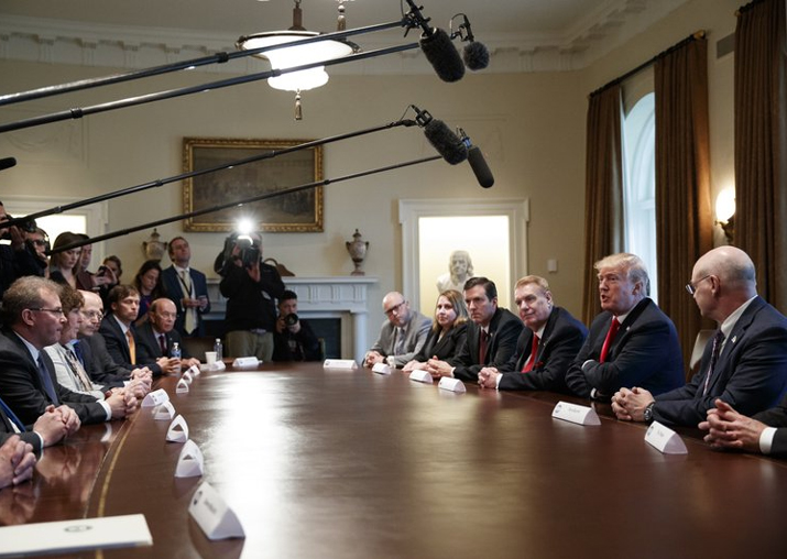 India Tv - President Donald Trump speaks during a meeting with steel and aluminum executives in the Cabinet Room of the White House, Thursday, March 1, 2018, in Washington.