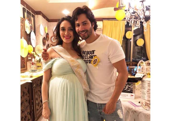 Family Time Varun Dhawan Poses With Bhabhi Jaanvi At Her Baby Shower Celebrities News India Tv