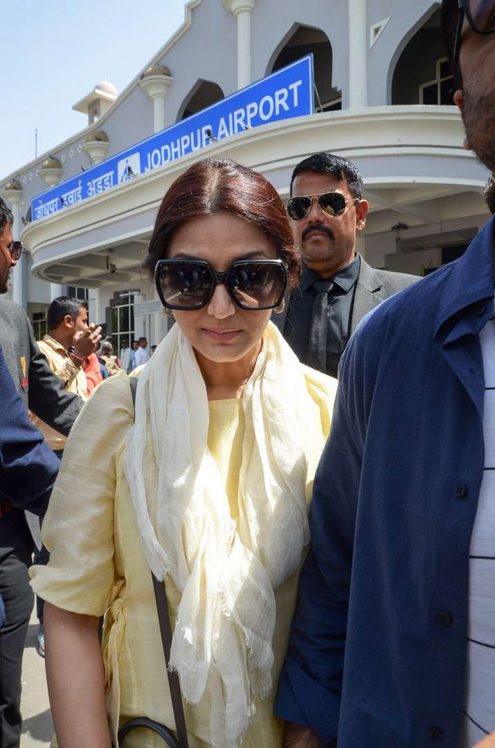 India Tv - Jodhpur: Film actress Neelam leaves Jodhpur airport to appear in the chief judicial magistrate court in the 1998 Blackbuck hunting case, in Jodhpur on Wednesday.