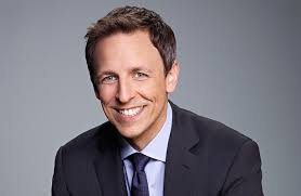 What a dramatic entrance! Comedian Seth Meyersâ€™s second